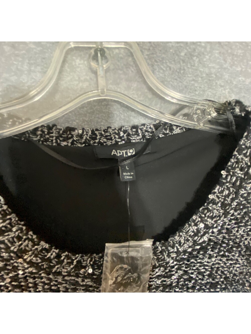 Apt.9 Women's Knitted Long Sleeve Slanted hemline Black Dark Gray Top Size Large - Picture 3 of 5